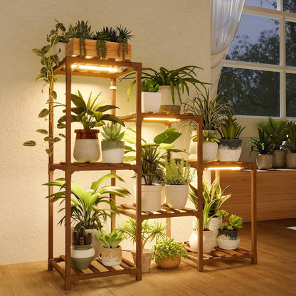 Bamworld Plant Stand Indoor Plant Shelf Outdoor Wood Plant Rack