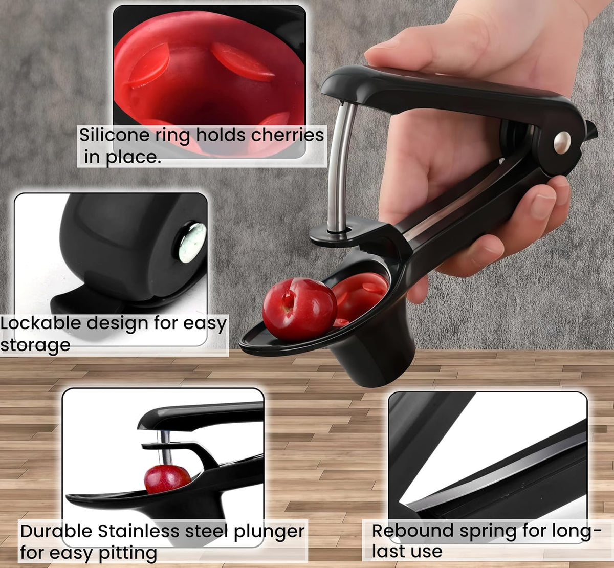 Cherry Pitter, Heavy-Duty Stainless Steel Cherry Pitter Tool, Easy Press