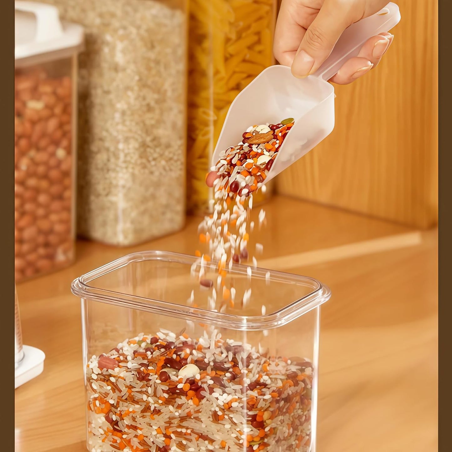 Airtight Food Storage Canisters with Measuring Cup - Ideal for Cereal, Flour & Sugar | Kitchen Pantry Organization Containers, Dry Food Storage (2800ml)