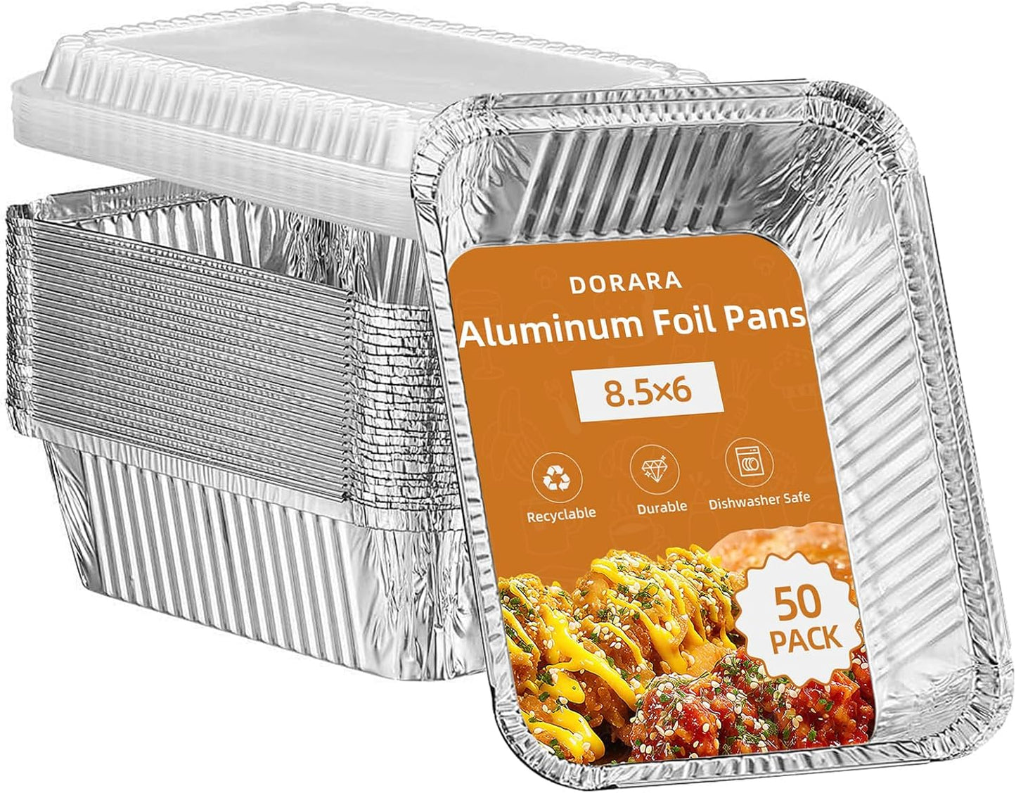 20 Pack 9x13 Aluminum Foil Pans with Lids - Heavy Duty Disposable Baking Pans, Oven Safe Steam Table Trays for Cooking, Meal Prep, Catering, Party, Food Storage & Transport - Silver, 2.5" Deep