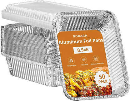 20 Pack 9x13 Aluminum Foil Pans with Lids - Heavy Duty Disposable Baking Pans, Oven Safe Steam Table Trays for Cooking, Meal Prep, Catering, Party, Food Storage & Transport - Silver, 2.5" Deep