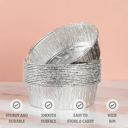 PLASTICPRO 6'' Inch Round Tin Foil Pie Pans Disposable Pack of 20