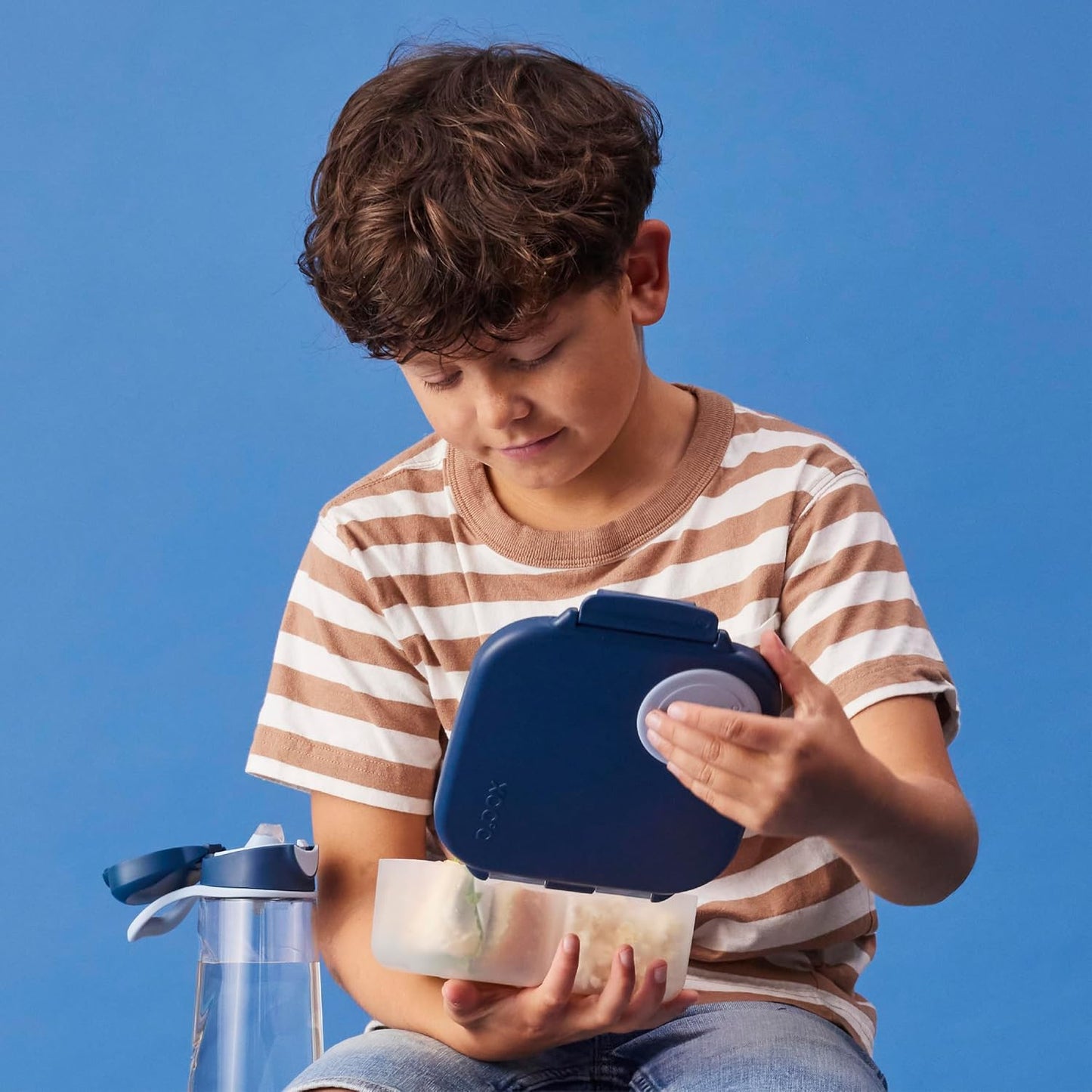 b.box Mini Lunch Box 2-Pack, Leak Proof Bento Box for Kids, 3 Compartment Snack Containers Ages 3+, Lunchbox for Daycare + School, Dishwasher Safe, BPA-Free, PFAS-Free, 4.25 Cup - Blue + Green