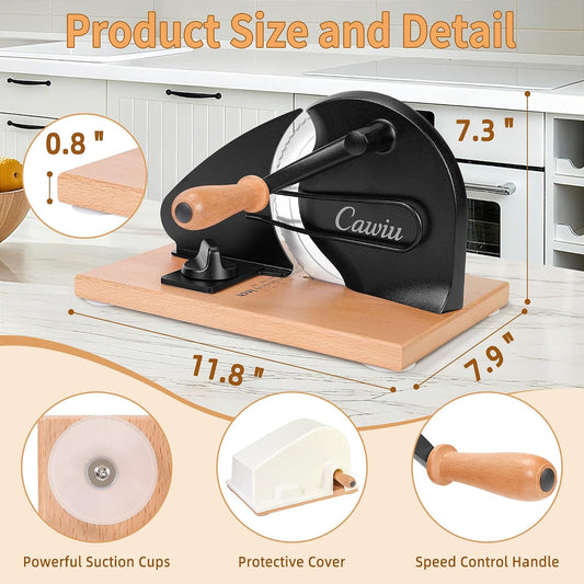 CAWIU Upgraded Manual Bread Slicer for Homemade Sourdough Round with Cover