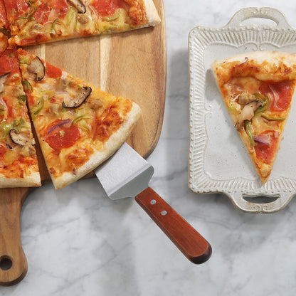 New Star Foodservice Stainless Steel Pie Server with Wood Handle, 10-Inch Restaurant Grade Cake, Pie, Pizza Slice, and Dessert Serving Spatula