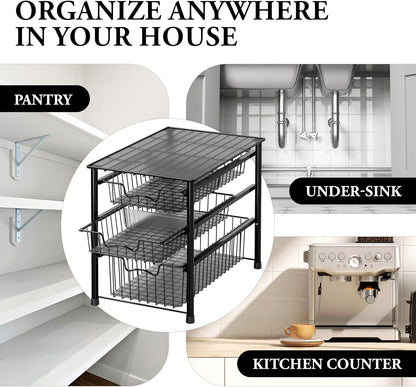 Simple Houseware Stackable Basket Drawer, Chrome