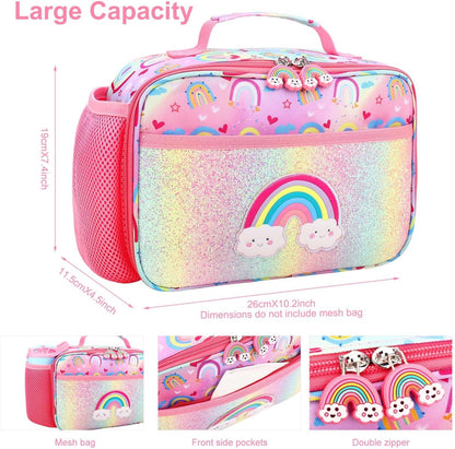 RHCPFOVR Kids Lunch Bag - Insulated Lunch Box for Boys Girls,Washable Lunch Bag and Reusable Toddler Leak-proof Lunchbox for School and Daycare - Colors A