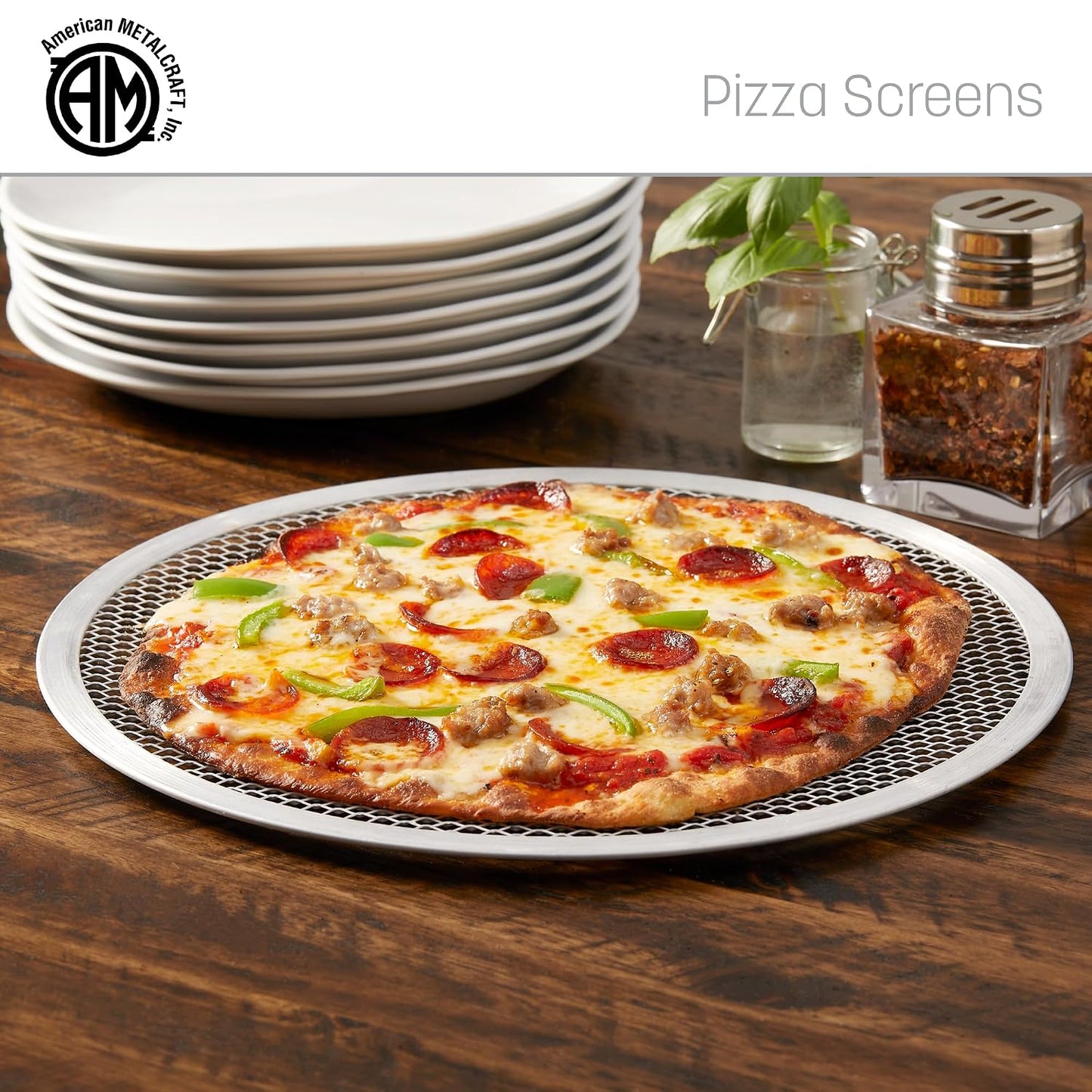 American Metalcraft 18731 Rectangular Aluminum Pizza Baking Screen, 11" L x 16" W