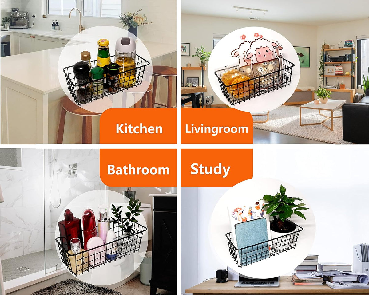Joben Oligey 3 Set [Extra Large] Hanging Wall Wire Baskets, Farmhouse Food Storage Kitchen Pantry Laundry Closet Garage RV, White