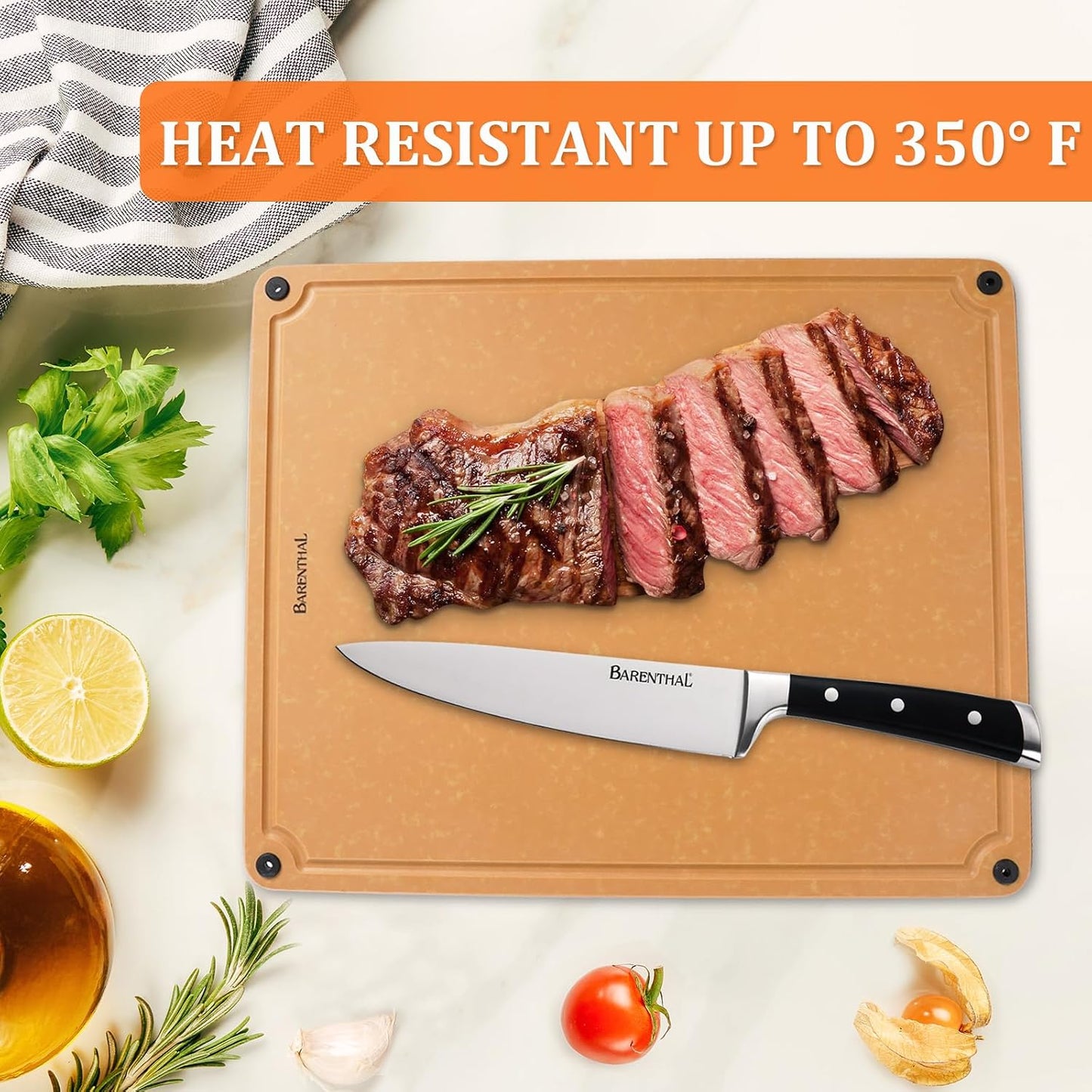 Cutting Boards for Kitchen Dishwasher Safe Eco-Friendly Composite Cutting Board Set of 2, Reversible Chopping Board with Handles & Juice Grooves, Small & Large Cutting Board for Countertop