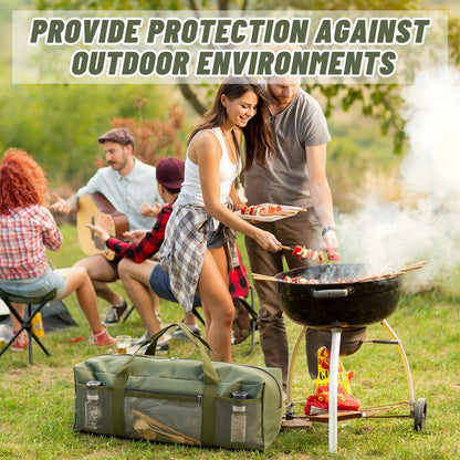 24" Grill Tool Storage Bag, Heavy Duty Waterproof BBQ Tools Bag, 24" x 8" x 8", Large Grill Utensil Storage Caddy with Pockets, BBQ Accessories for Outdoor Barbecue, Camping, Hiking(Green)