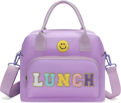 RLGPBON Insulated Lunch Bag Teen Girls, Preppy Lunch Box Large Insulated Lunch Bag Reusable Lunch Tote Bag, Preppy LunchBag for Girls School Travel Picnic