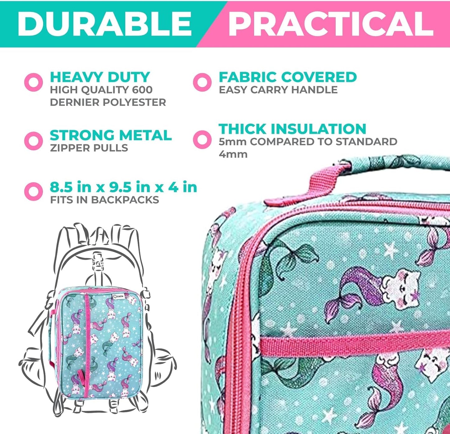 Bento Box with Stainless Steel Thermo, Insulated Lunch Bag, Ice Pack Set for Kids - 5 Compartments, Lunches or Snack Container for Girls, Toddlers Daycare Pre-School, Kindergarten Purple Unicorn