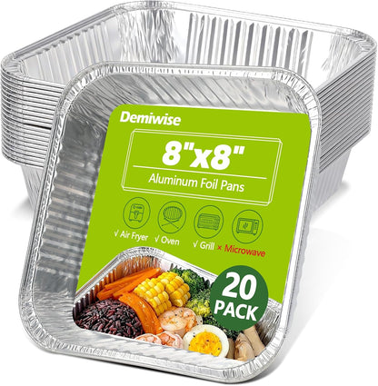 Thickened 35 Pack Heavy Duty Aluminum Pans, 8x8 Small Disposable Aluminum Baking Pans, Square Tin Foil Roasting Tray for Cooking, Meal Prep, Catering, Events, Carton Packaging