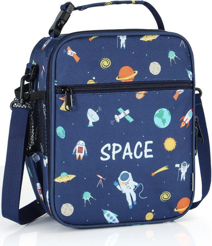 Kids Insulated Lunch Box Bag, Thermal Picnic Cool Bags with Adjustable Strap for Adults Children Women Men Boys Girls School Work (CAM-Blue)
