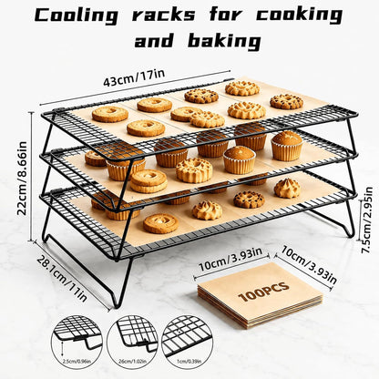 Lanxiu Cooling Racks for Cooking and Baking, 3 Pcs Wire Cooling Rack(Black)