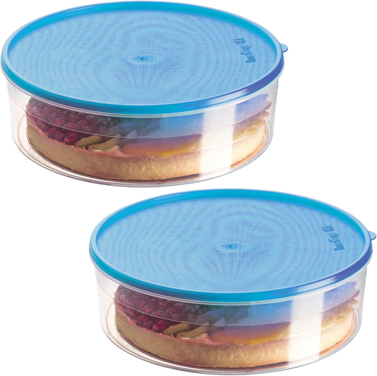 2 Pack Pie Carrier Cake Storage Container with Lid | 10.5" Large Round Plastic Cupcake Cheesecake Muffin Flan Cookie Tortilla Holder Storage Containers Airtight | Pie Keeper Transport Container