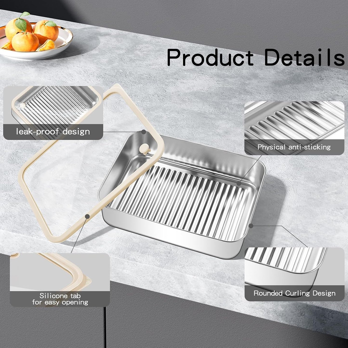 GIUOIDUO stainless steelFood Storage Containers setsstorage box with lidfreezer FrozenKitchen tray with lidOven plateSide dish plate Freezer & Dishwasher Safe