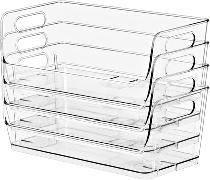Sorbus Stackable Storage Bins Open Front - Clear Stackable Storage Bins - Pantry Bins for Storage and Organization - Acrylic Stackable Bins for Kitchen - Clear Pantry Organizer Bins (Medium 2 Pack)