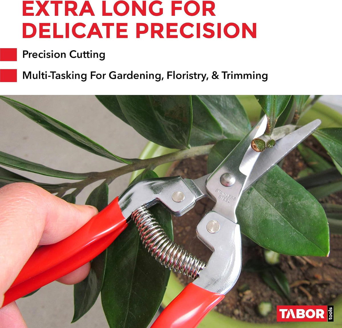 TABOR TOOLS K7A Pruning Snips – 7,5" – Carbon Steel Flower Pruning Scissors for Gardening | Floral Snips and Pruners for Deadheading, Trimming & Harvesting Herbs, Flowers, Fruits or Vegetables