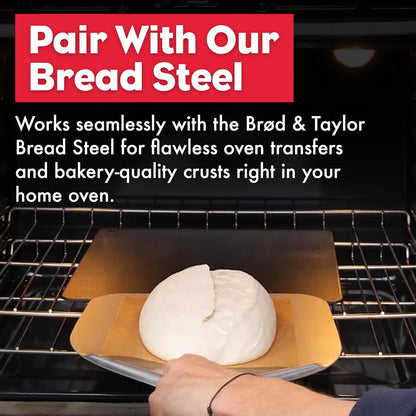 Brod & Taylor Bread Peel for Transferring Bread, Pizza or Flatbreads (11.75" x 12" Surface) – Thin Edge, Lightweight, and Reduces Sticking