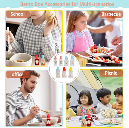 81 Pcs Bento Box Accessories, Including Mini Ketchup Bottles Squeeze, Condiment Squeeze Bottles, Sauce Container, Cute Food Picks for Office, Picnic, Salad Dressing, Honey,Travel, Lunch box