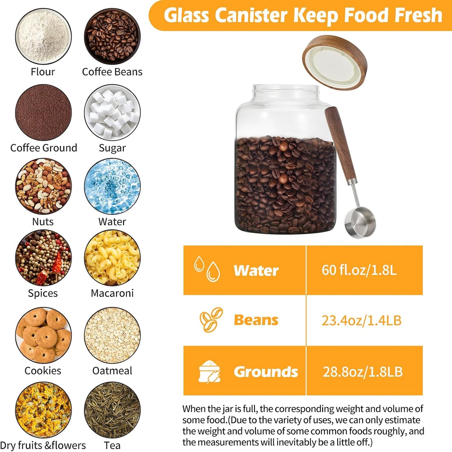 6 pc Glass Spice jars Glass Jars with Screw Lid 5 oz Acacia Wood Glass Herb Sugar Coffee Bean Ground Container Food Storage Canister for Candy Pantry Tea Seasoning Meal Prep Snack (6*150ml(5oz))