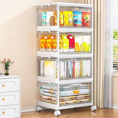 Kmiectse Clear Storage Bin with Lid 3 Pack 【Stackable & Sturdy】 Plastic Multifunctional Folding Storage Bins for Bedroom, Living Room, Study,Room, 23 QT Folding Box with Magnetic Door