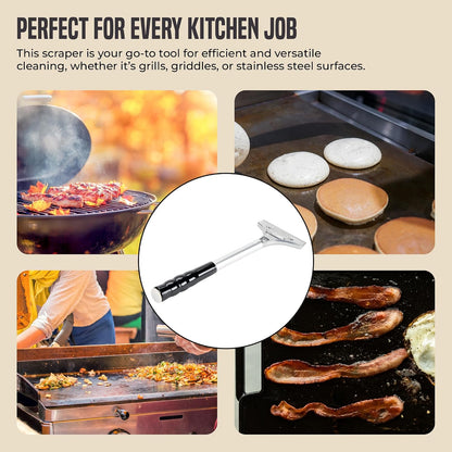 OCS Parts 12-Inch Flat Top Grill Scraper with 4" Scraper Blade | Heavy-Duty Multipurpose Scaper for Grills, Griddles and Kitchen Surfaces | Includes Five Scraper Blades Stored Inside Handle