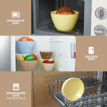 LISI 23Pcs Mixing Bowls Set with Lids, Airtight BPA-Free Nesting Bowls for Mixing, Baking, Cooking & Storage, Dishwasher Safe Serving Bowl, Includes Spatula, Spoons, Brush & Whisk