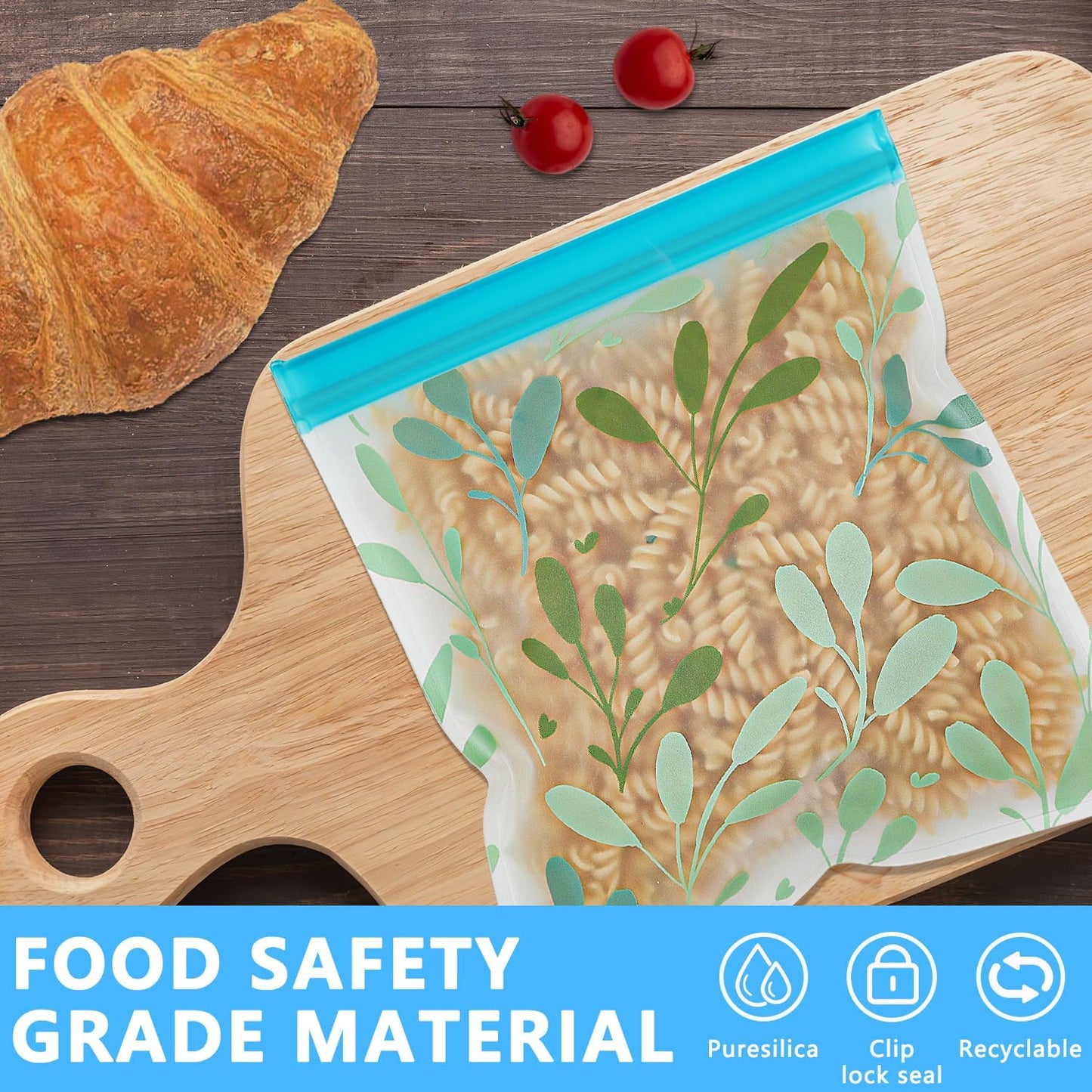 10 Pack Dishwasher Safe Reusable PEVA Food Storage Bags, Leak proof Reusable Freezer Bags for Food Storage Home Organization Traval & Make-up BPA FREE for Food Storage Home BPA FREE for Salad Fruit