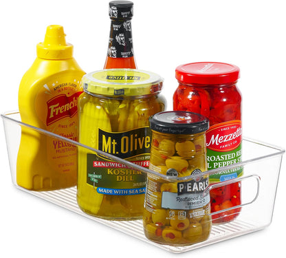 Set Of 8 Refrigerator Pantry Organizer Bins - Clear Food Storage Baskets for Kitchen, Countertops, Cabinets, Fridge, Freezer, Bedrooms, Bathrooms - Plastic Household Storage Containers