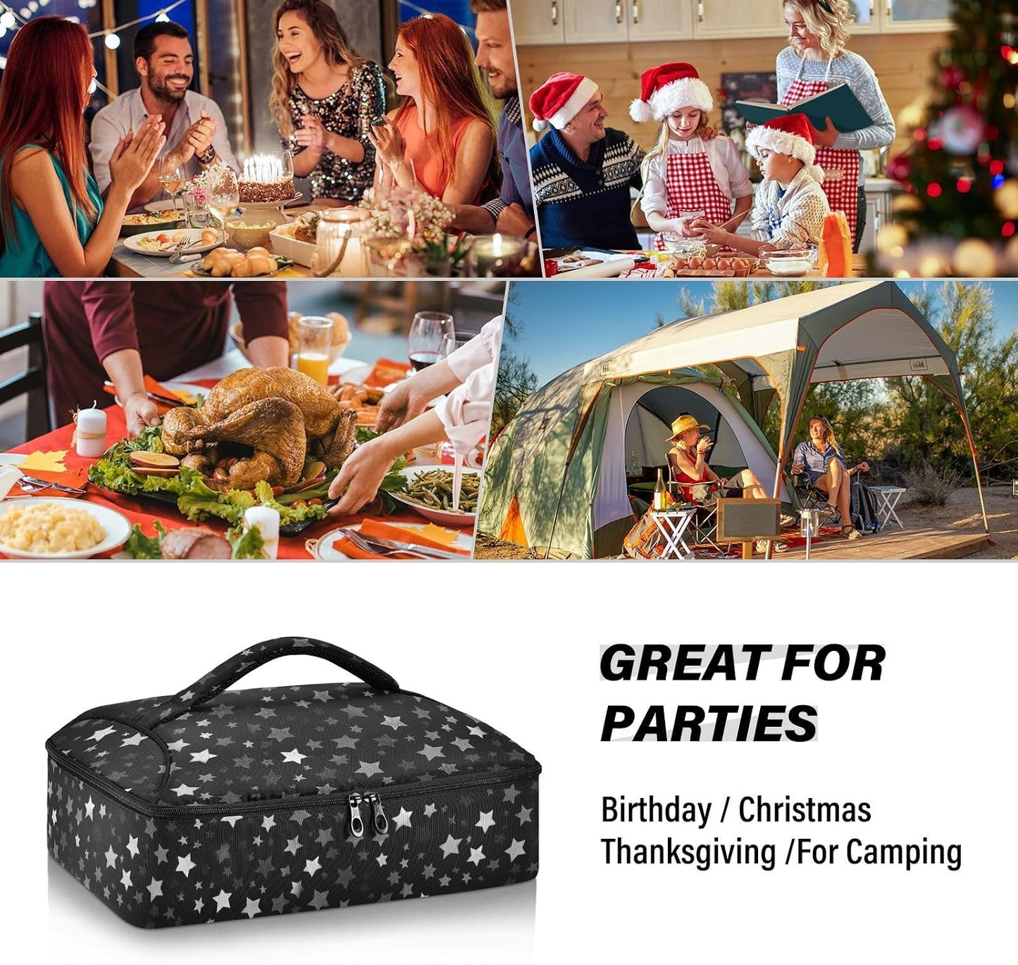 Casserole Carriers for Hot or Cold Food Reusable Casserole Dish Carrier Insulated Thermal Large Capacity Durable Perfect for Party Camping Family Gatherings Yellow Fish - Colors B
