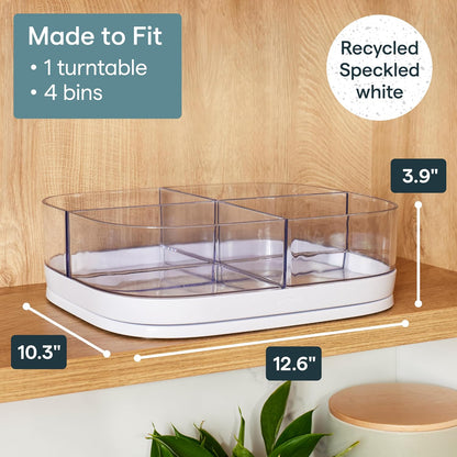 YouCopia MagicTrack Turntable with 4 Bins, Rectangle Lazy Susan Organizer