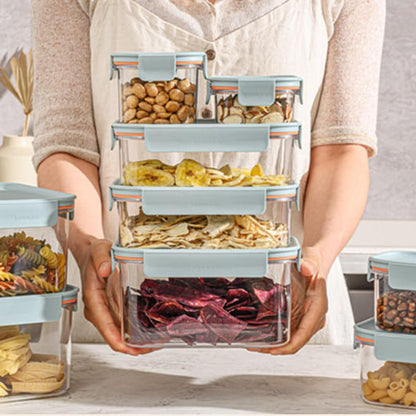 LocknLock LBF404RS5N Bisfree Modular Plus Food Storage Containers for Lunch, Meal Prep, Stackable, BPA-Free, Leakproof, Microwave, Dishwasher, Freezer-Safe, 10 Pieces, 5 Boxes and 5 Lids, Navy, 910ml