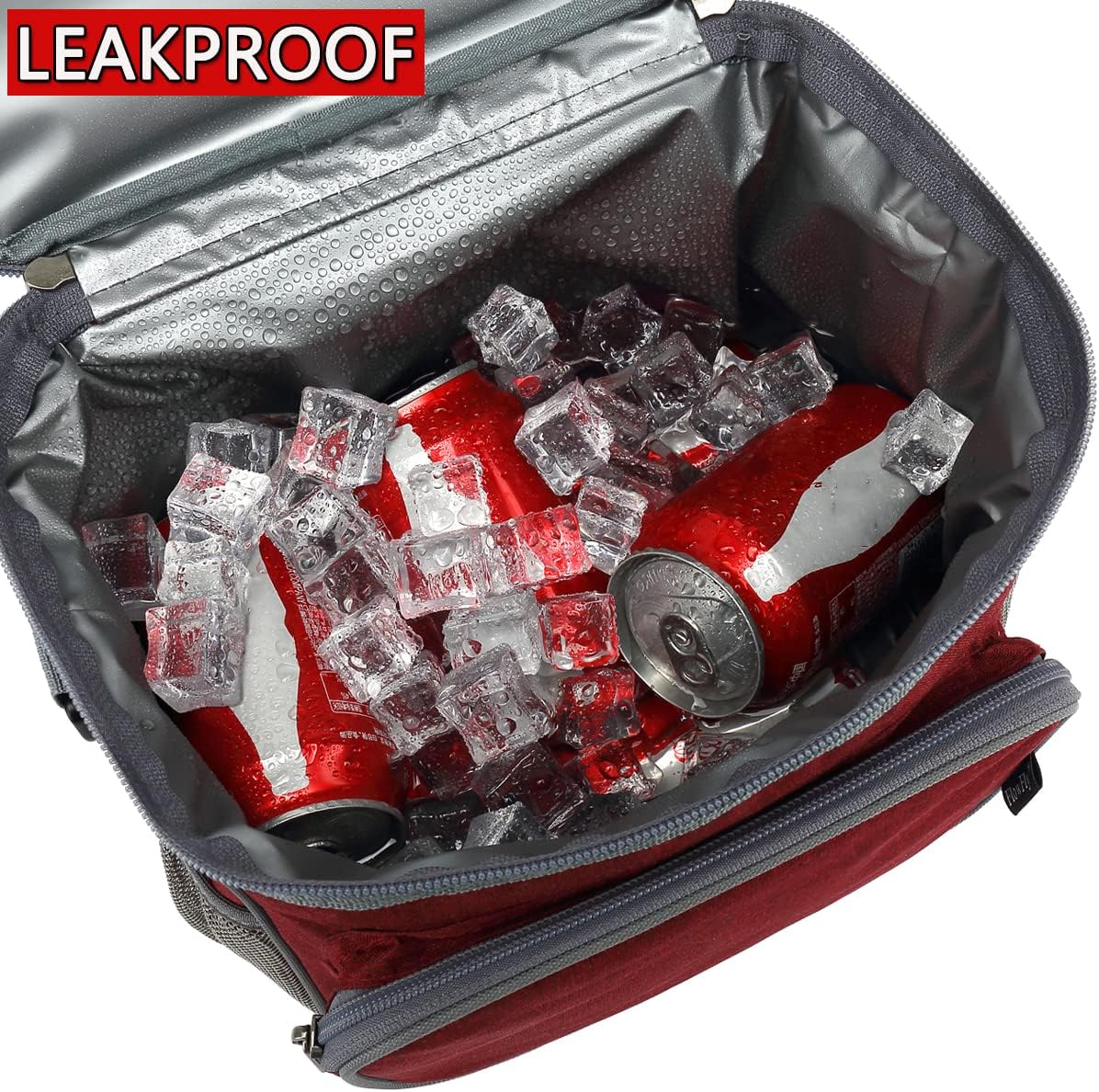 FlowFly Insulated Reusable Lunch Bag Adult Large Lunch Box for Women and Men with Adjustable Shoulder Strap,Front Zipper Pocket and Dual Large Mesh Side Pockets,Cherry - Colors A