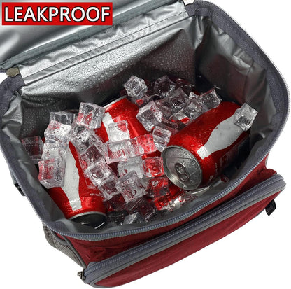 FlowFly Insulated Reusable Lunch Bag Adult Large Lunch Box for Women and Men with Adjustable Shoulder Strap,Front Zipper Pocket and Dual Large Mesh Side Pockets,Cherry - Colors A