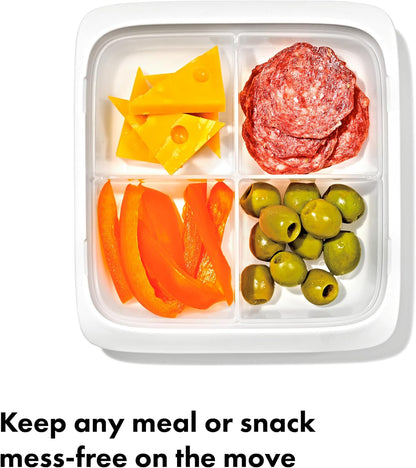 OXO Good Grips Prep & Go Snack & Dip Container, Snack Fuss-Free on the Move, Leakproof Reusable Small Meal Food Storage and Lid, Food Containers with Lids, Snack Organizer, 1.6 Cups/0.4 L