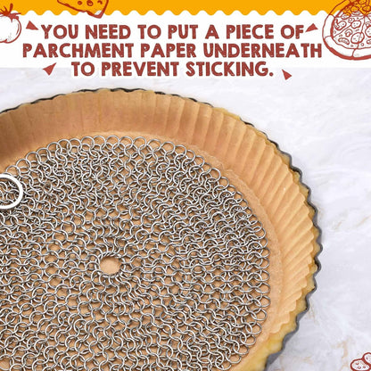 Patelai 1 Pcs Stainless Steel Pie Weight with 50 Pcs Disposable Parchment Paper for Baking Universal Fit for 7-10 Inch Pies Round Metal Chain Dishwasher Safe Durable for Blind Dough Kitchen Cooking