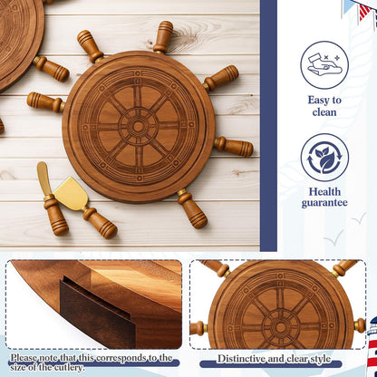 Ziliny Sea Turtle Shaped Cheese Board Set Small Charcuterie Cutting Board Wooden Platter with Knives Forks Funny Serving Trays Turtle Gift for women Christmas Party Kitchen Decoration