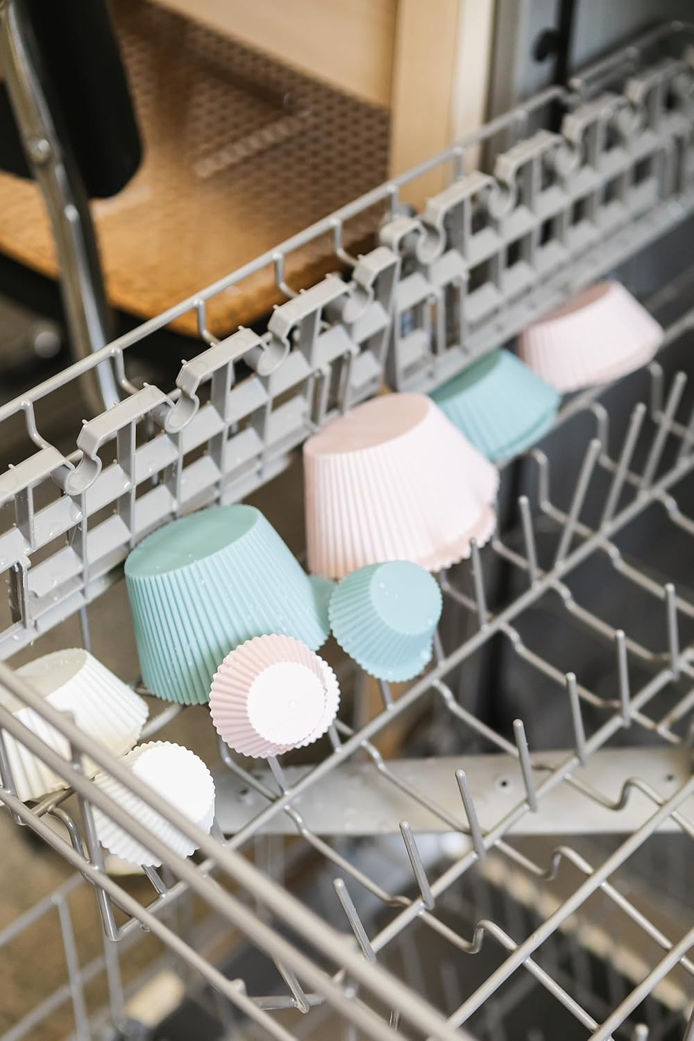 The Silicone Kitchen Reusable Silicone Bento Baking Cups, Non-Toxic, BPA Free, Dishwasher Safe Bento Box Accessories Lunch Box Dividers, Square and Rectangle, 24 Pack, Pink, Blue, Gray