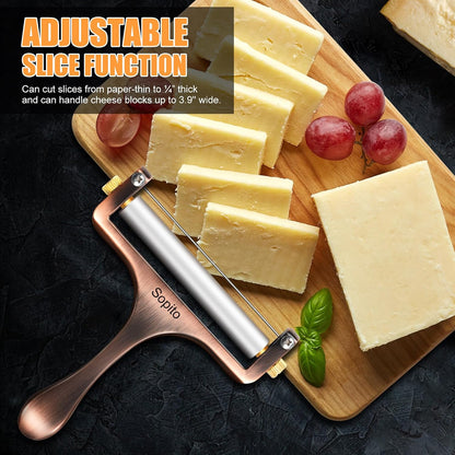 Sopito Cheese Slicer with 3 Extra Stainless Steel Wires, Silver