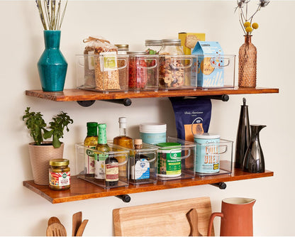 iDesign Stackable Pantry Bins with Handles, 4 Small and 4 Medium Bins, 8 Pack, Clear, Made in USA