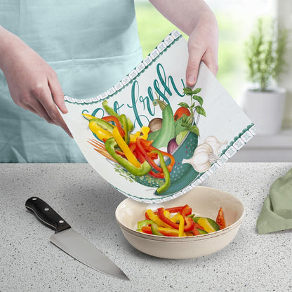 Cut N' Funnel Eat Fresh Designer Flexible Cutting Board Mat 15" x 11.5" Made in the USA Decorative Flexible Easy to Clean