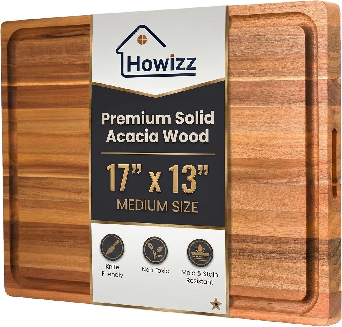 Solid Acacia Wood 20"x15" Large Cutting Board Butcher Block