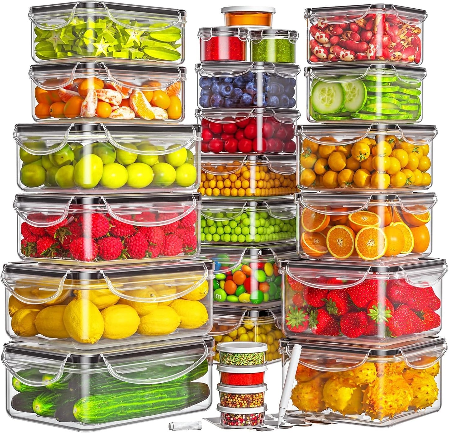 AISOON 40 Pcs 85oz Food Storage Containers with Lids, Airtight BPA-Free Leakproof Reusable Kitchen Containers, Freezer Safe Meal Prep & Pantry Organizer Set, Microwave & Dishwasher Safe
