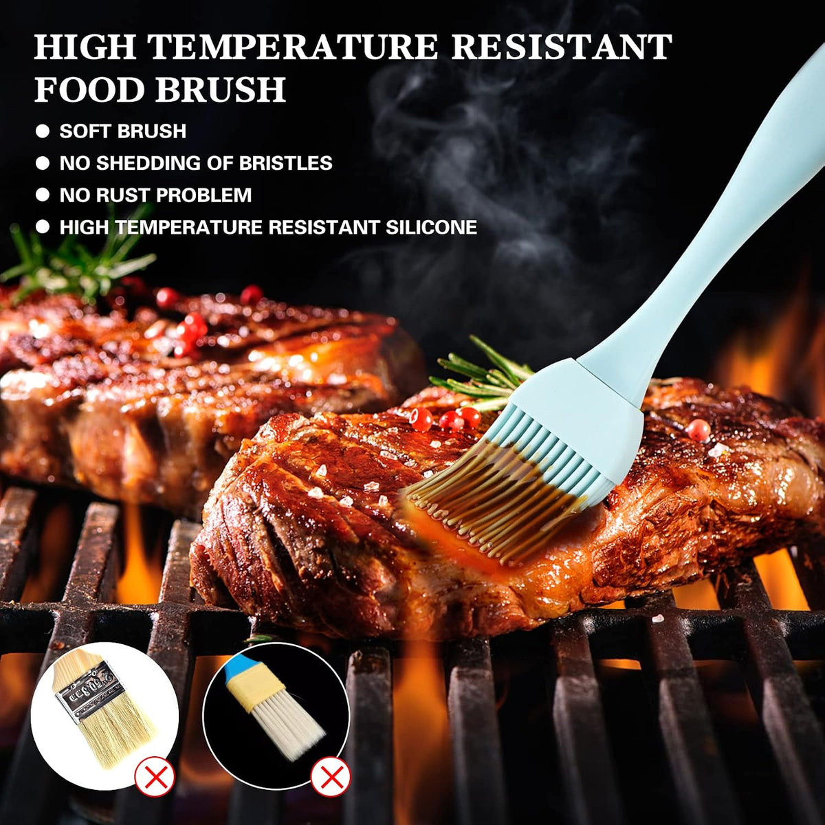 16 Pcs Silicone Basting Pastry Brush - Cooking Brush for Oil Sauce Butter Marinades, Food Brushes for BBQ Grill Kitchen Baking, Baster Brushes Baste Pastries Cakes Meat Desserts