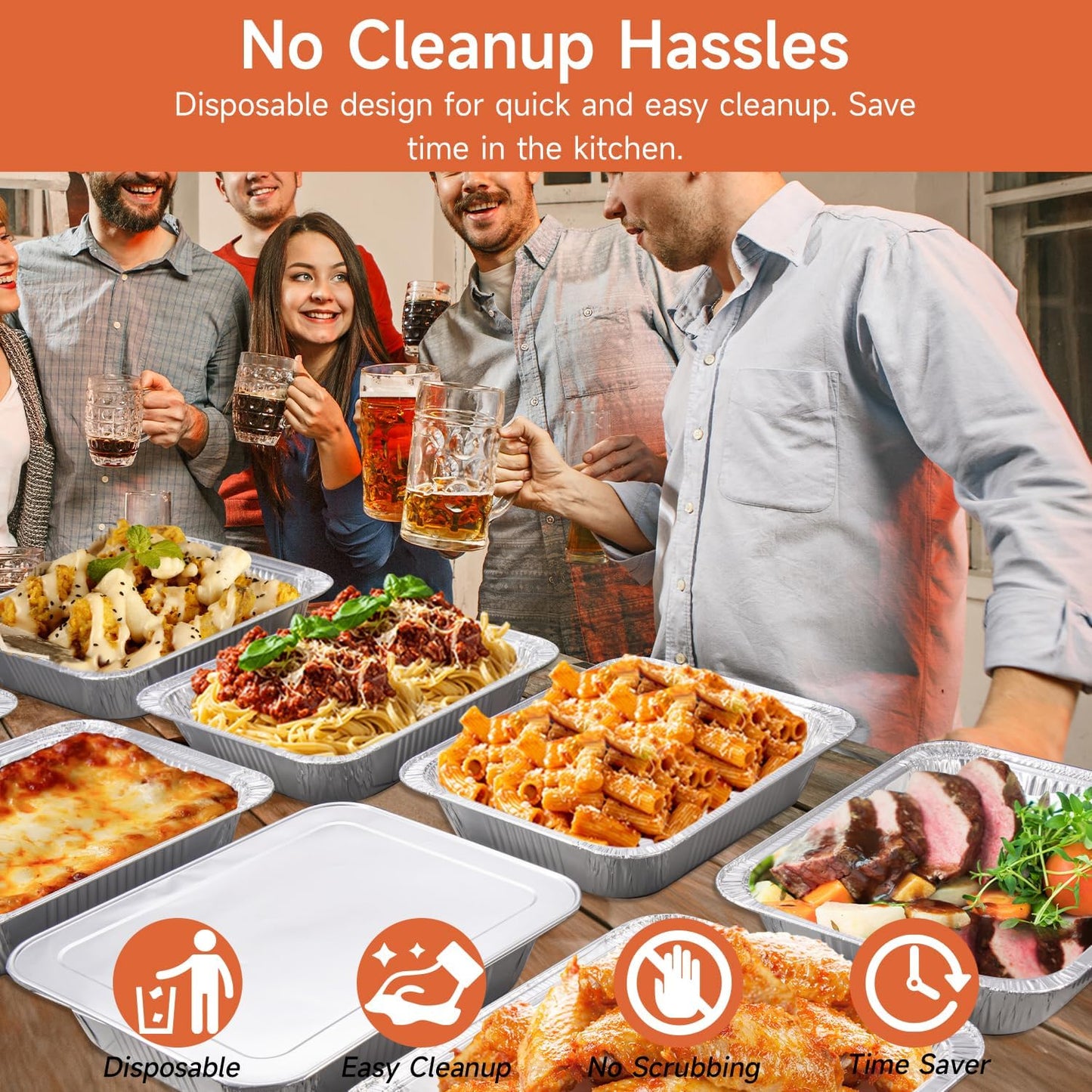 Aluminum Pans with Clear Lids 9x13-10 Pack Aluminum Foil Pans, Heavy Duty Disposable Pans for Cooking, Baking, Meal Prep, Parties & Food Storage
