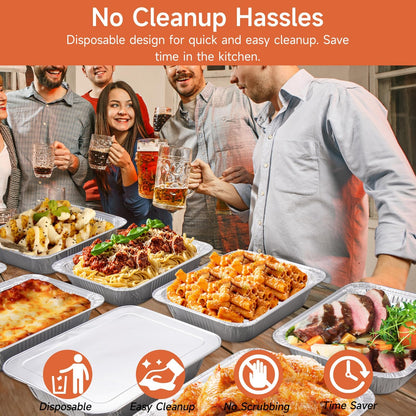 Aluminum Pans with Clear Lids 9x13-10 Pack Aluminum Foil Pans, Heavy Duty Disposable Pans for Cooking, Baking, Meal Prep, Parties & Food Storage