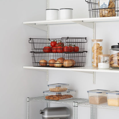 TRINITY 2-Pack Stackable Metal Wire Storage Baskets With Handles, EcoStorage Chrome, 11 Inches